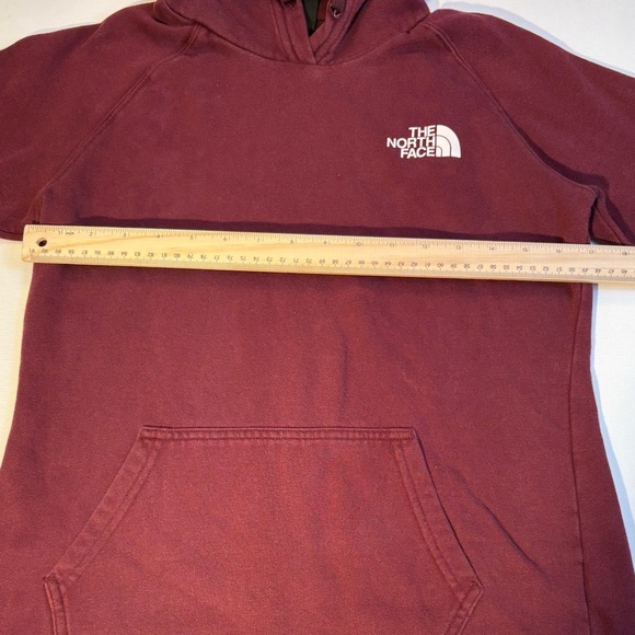 The North Face Box Logo Hoodie Womens Small Burgundy Pullover Sweatshirt - Picture 4 of 6